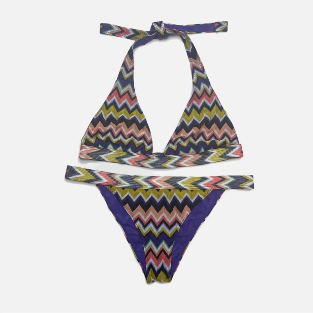 Missoni Mare Zig Zag Crochet Mesh Knit Bikini Set Size 40